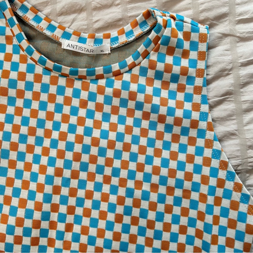 Antistar Checkered Sleeveless Crop Top | Size XL